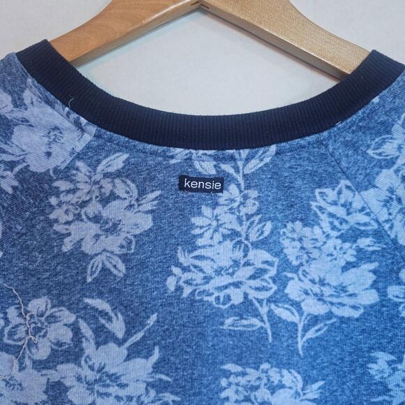 Kensie Floral Print Sweater | Blue Feminine Style Pullover – Women’s XL - Picture 3 of 4
